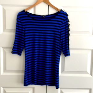 Black and blue striped top